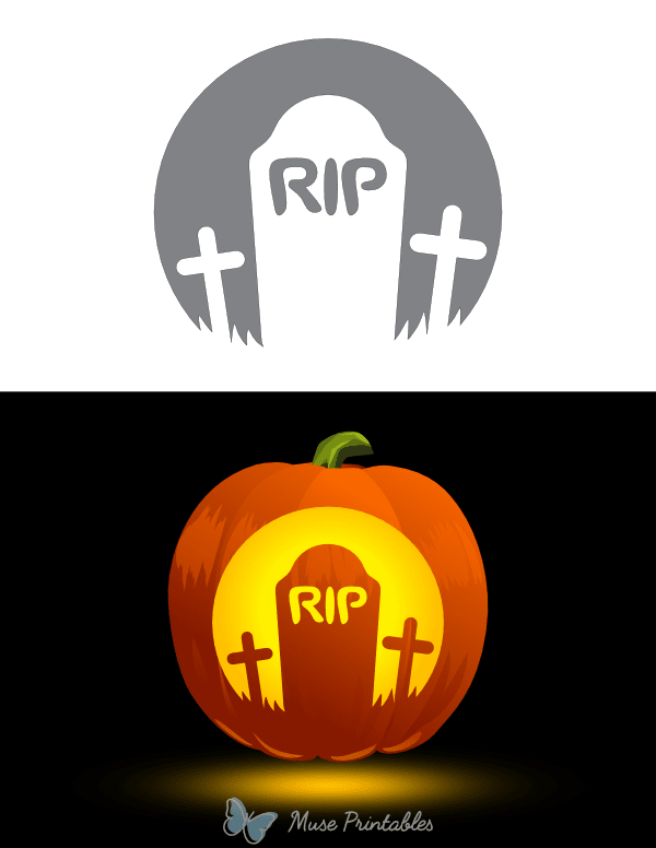 Tombstone and Crosses Pumpkin Stencil