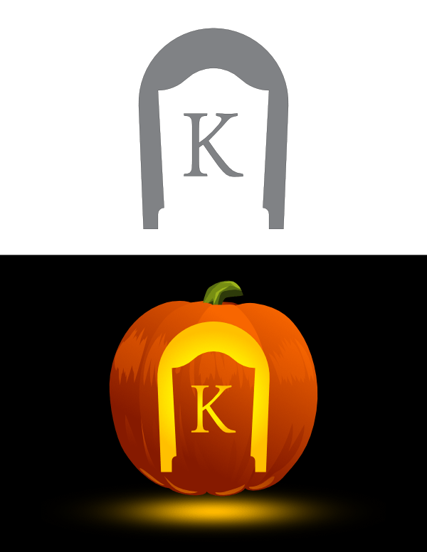 Printable Tombstone Letter K Pumpkin Stencil