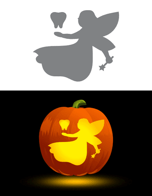 Tooth Fairy With Tooth and Wand Pumpkin Stencil