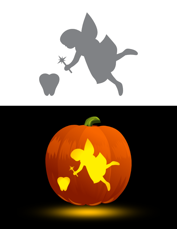 Printable Tooth Fairy with Wand Pumpkin Stencil