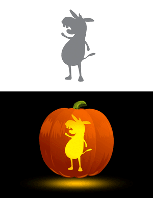 Toothy Cartoon Donkey Pumpkin Stencil