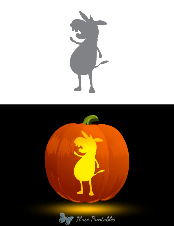 Toothy Cartoon Donkey Pumpkin Stencil