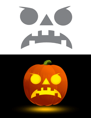 Toothy Frowning Face Pumpkin Stencil