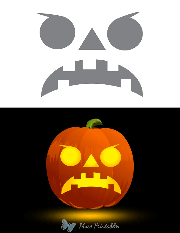 Toothy Frowning Face Pumpkin Stencil
