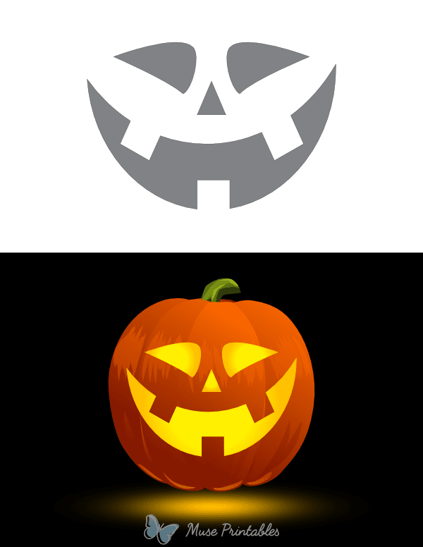 Toothy Smiling Face Pumpkin Stencil