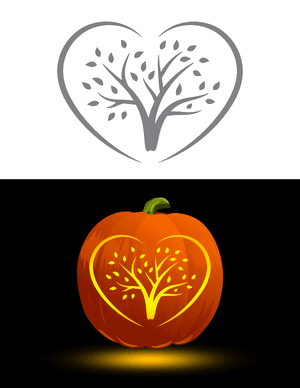Tree in Heart Pumpkin Stencil