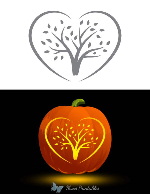 Tree in Heart Pumpkin Stencil