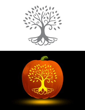 Tree of Life With Roots Pumpkin Stencil