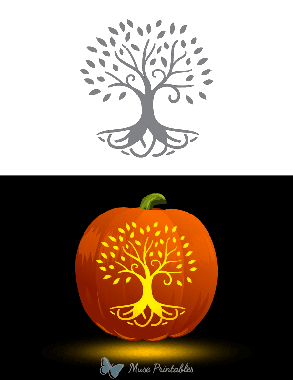 Tree of Life With Roots Pumpkin Stencil