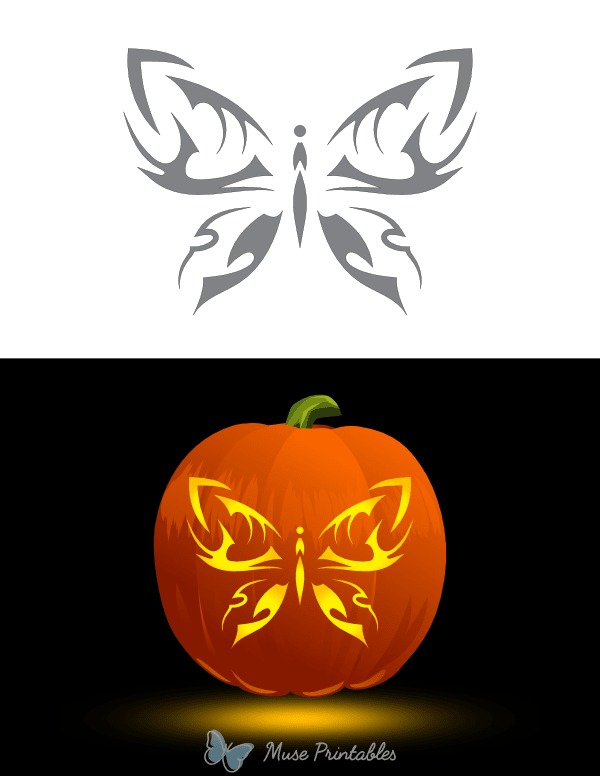 Tribal Butterfly Pumpkin Stencil
