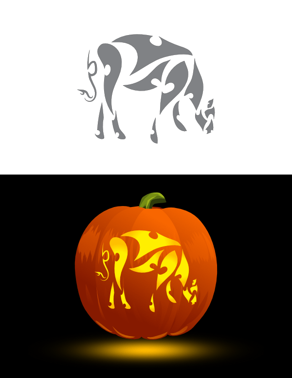 Printable Tribal Cow Pumpkin Stencil