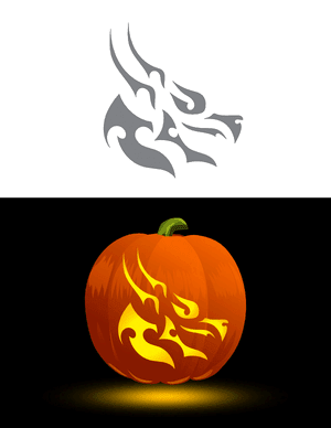 Tribal Dragon Profile Pumpkin Stencil