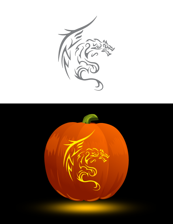 Printable Tribal Dragon Pumpkin Stencil