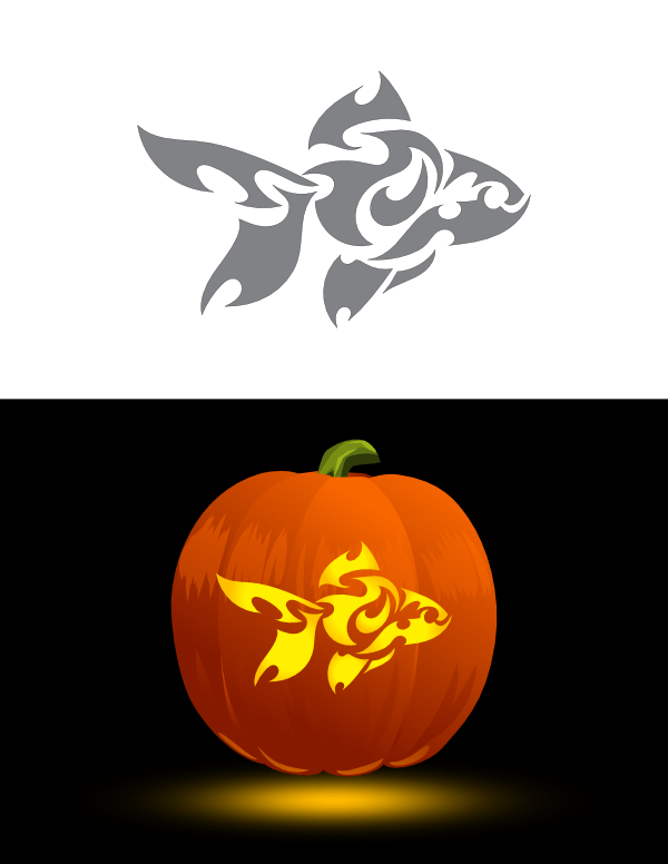 Printable Tribal Fish Pumpkin Stencil