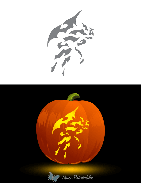 Tribal Flying Gargoyle Pumpkin Stencil