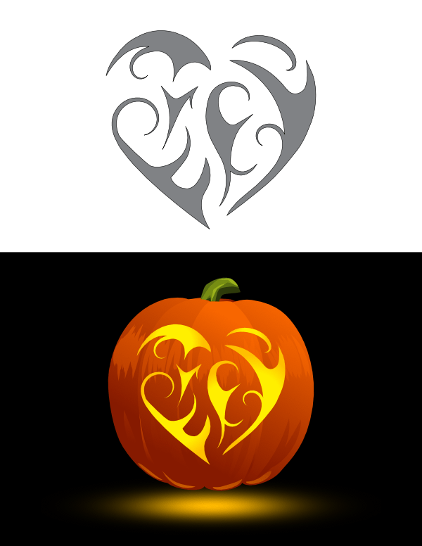 Heart Pumpkin Stencil