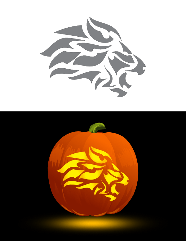 Printable Tribal Lion Head Pumpkin Stencil