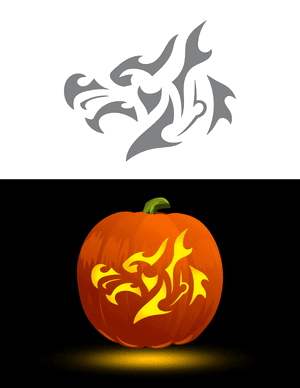 Tribal Pattern Dragon Head Pumpkin Stencil