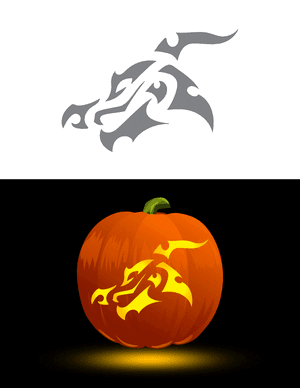 Tribal Pattern Dragon Profile Pumpkin Stencil