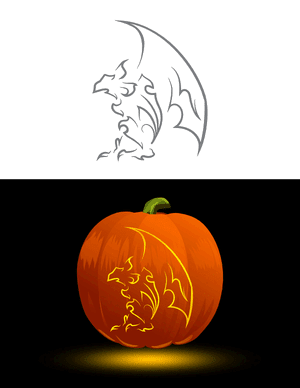 Tribal Perching Gargoyle Pumpkin Stencil