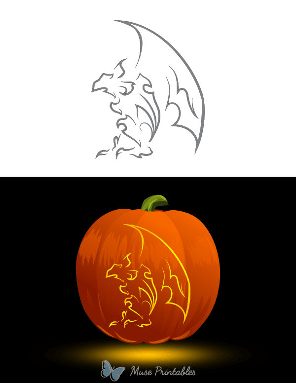 Tribal Perching Gargoyle Pumpkin Stencil