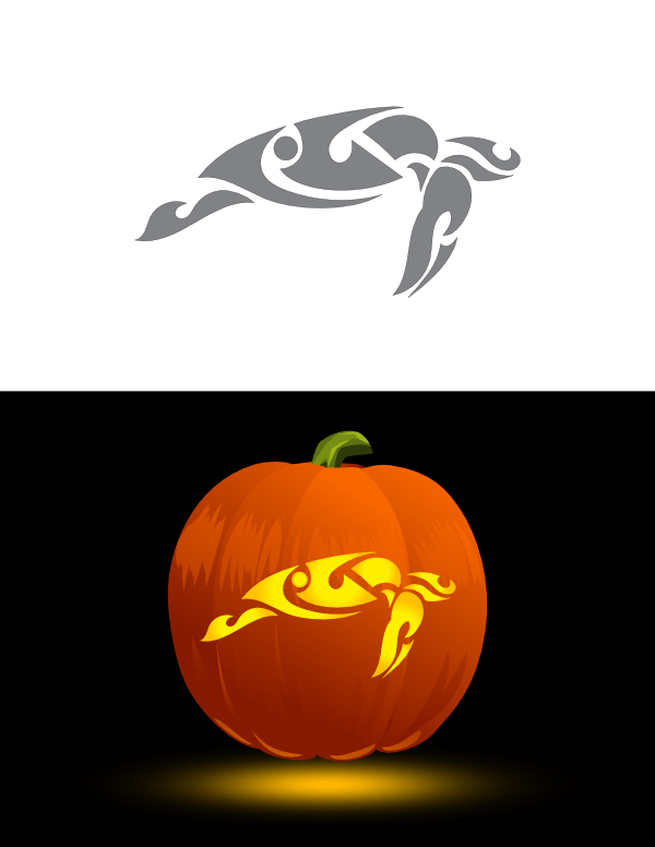 Printable Tribal Sea Turtle Pumpkin Stencil