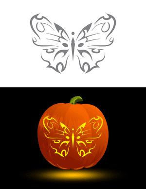Tribal Style Butterfly Pumpkin Stencil