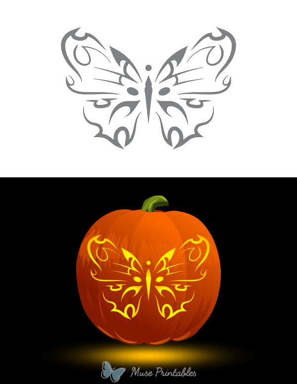 Tribal Style Butterfly Pumpkin Stencil