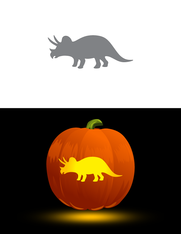 Printable Triceratops Pumpkin Stencil