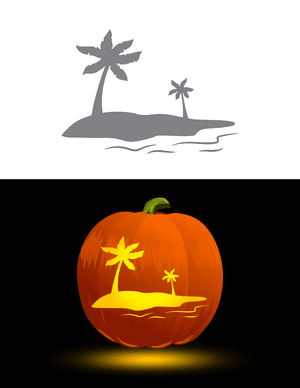 Tropical Beach Pumpkin Stencil