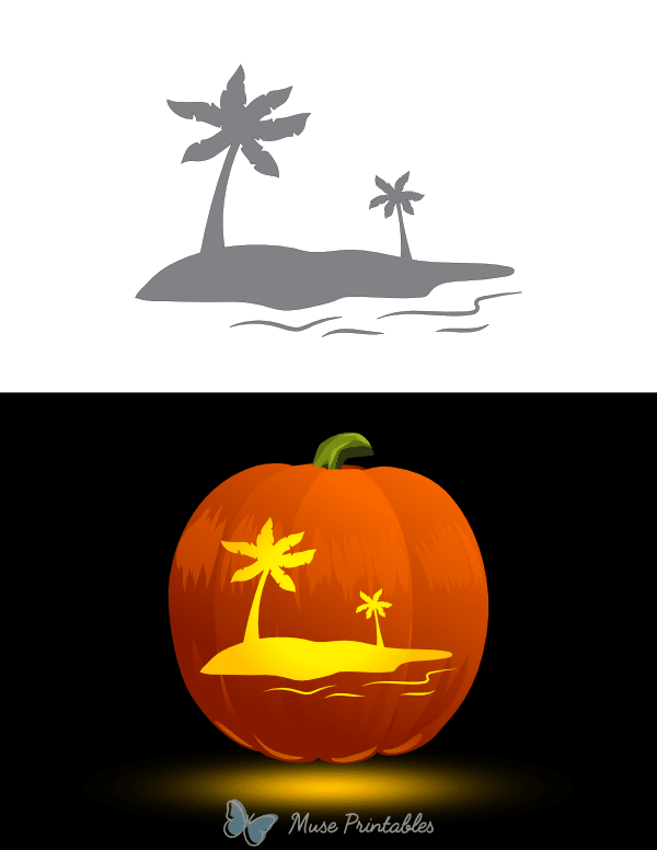 Tropical Beach Pumpkin Stencil