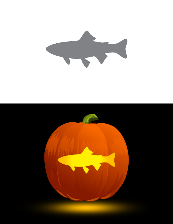 Printable Trout Pumpkin Stencil