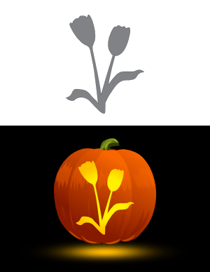 Tulips Pumpkin Stencil