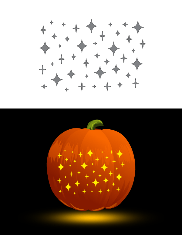 Printable Twinkling Stars Pumpkin Stencil