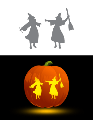 Two Witches Pumpkin Stencil