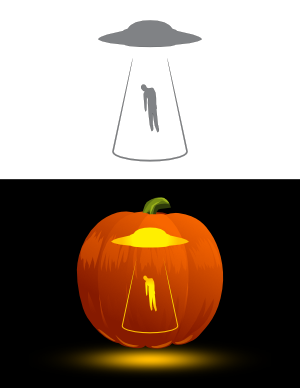 UFO Abducting a Person Pumpkin Stencil
