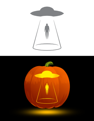 UFO Abducting Person Pumpkin Stencil