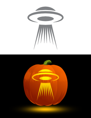 UFO with Beam Pumpkin Stencil