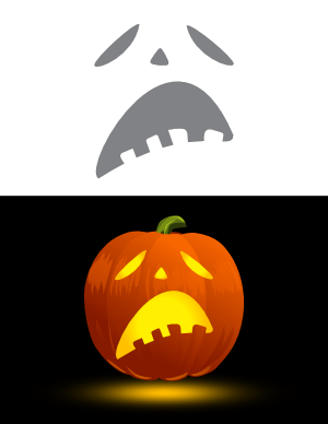 Unhappy Jack-o'-lantern Face Pumpkin Stencil