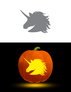 Unicorn Head Pumpkin Stencil