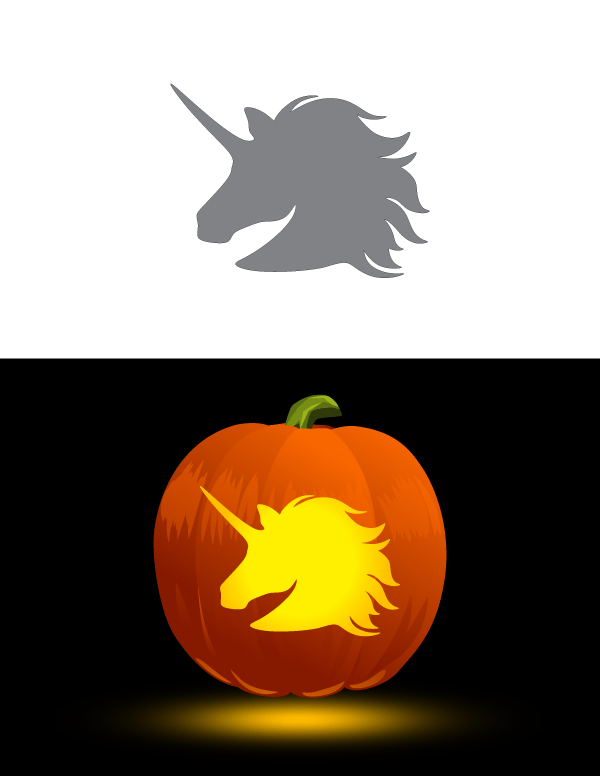 Unicorn Head Pumpkin Stencil
