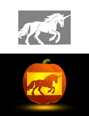Unicorn Rising Up Pumpkin Stencil