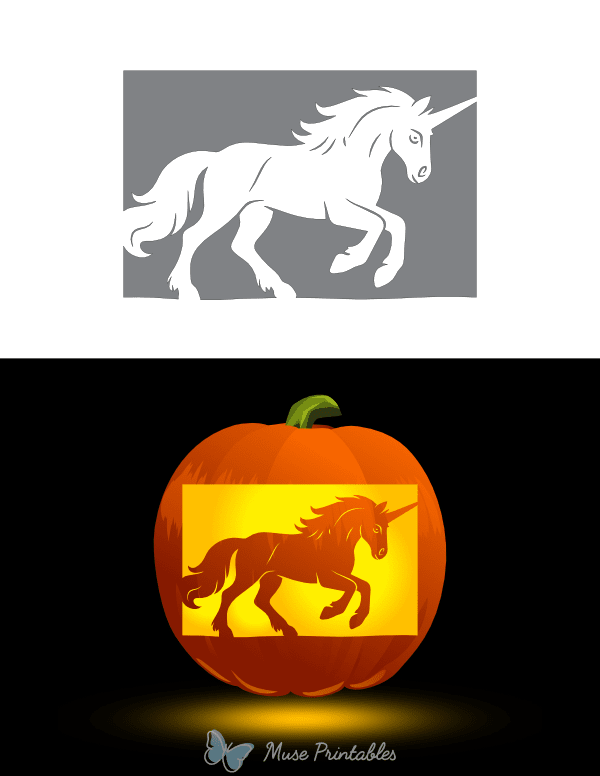 Unicorn Rising Up Pumpkin Stencil