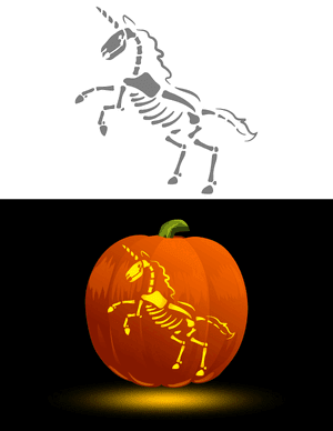 Unicorn Skeleton Pumpkin Stencil