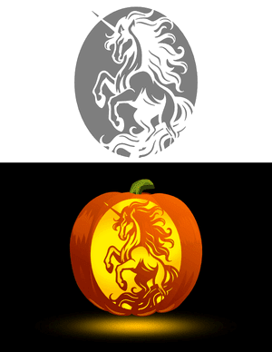 Unicorn With Flowy Hair Pumpkin Stencil