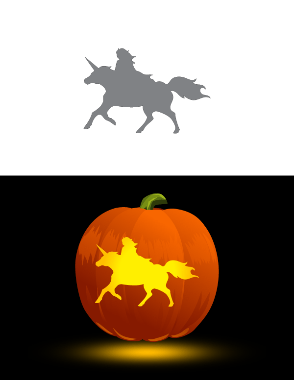 Unicorn With Rider Pumpkin Stencil