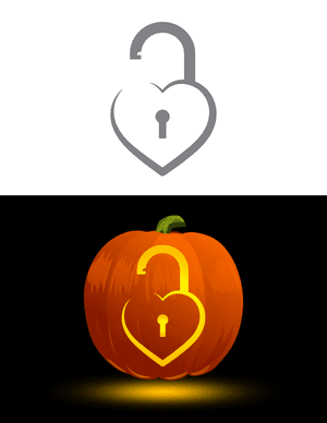 Unlocked Heart Padlock Pumpkin Stencil
