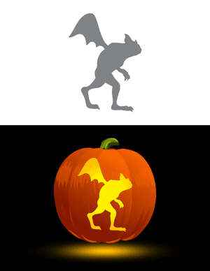 Upright Gargoyle Pumpkin Stencil