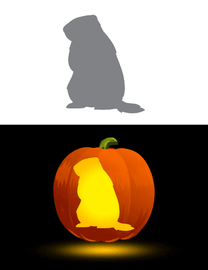 Upright Groundhog Pumpkin Stencil