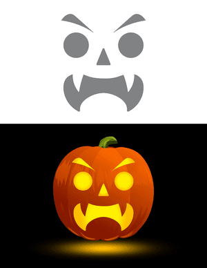 Vampire Face With Eyebrows Pumpkin Stencil